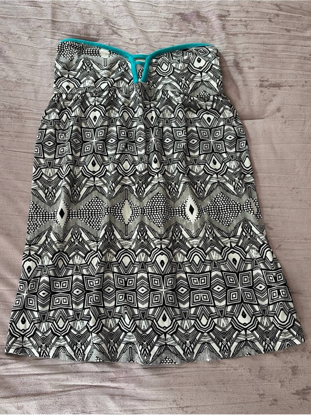 Roxy Mini Dress Women’s Strapless Boho Tribal Print Smocked Back Sz S